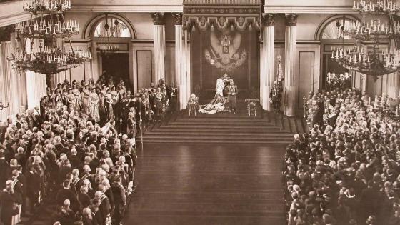 沙皇尼古拉二世在冬宫国家杜马两院前的开幕演讲