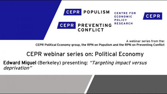 带有黑色文字的白色背景“ CEPR网络研讨会有关政治经济学系列”带有CEPR徽标