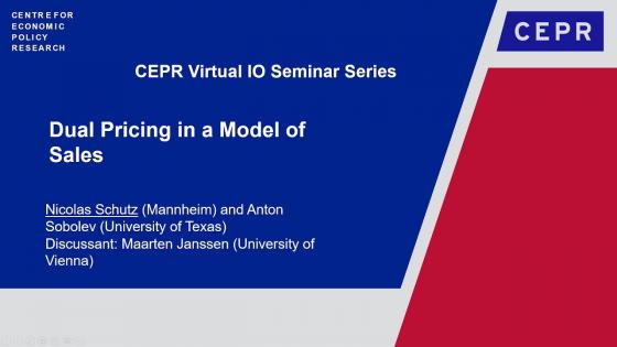 蓝色背景，白色文字“CEPR虚拟IO系列研讨会”，附带CEPR标志