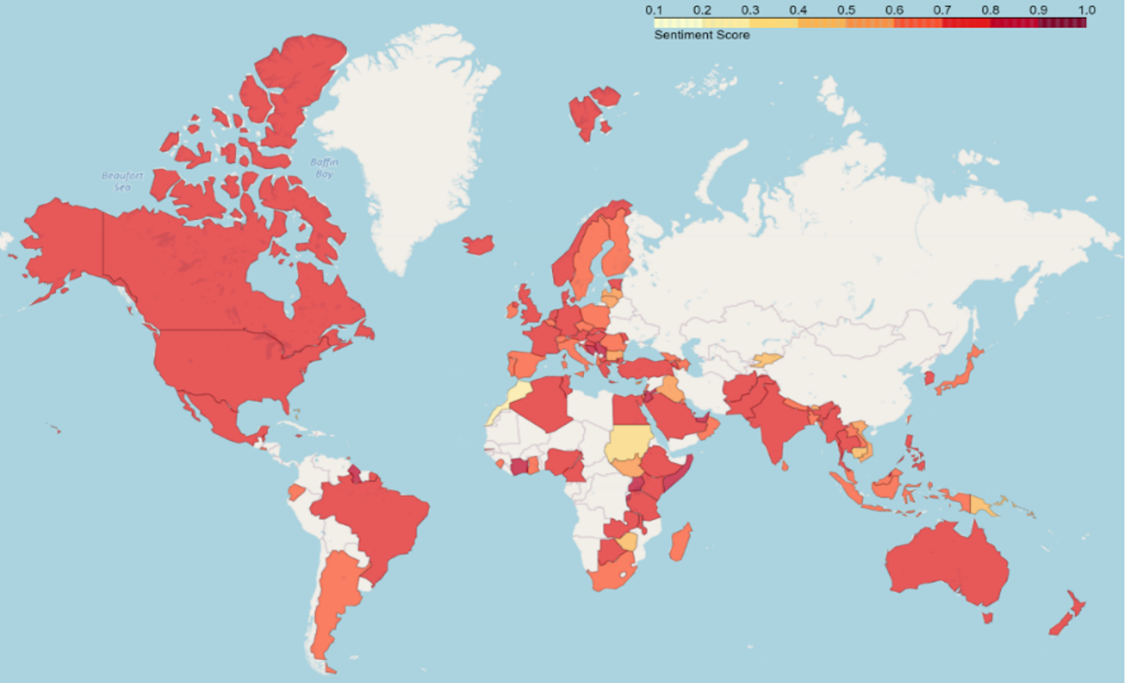 图3 108个国家对制裁俄罗斯的民意评分